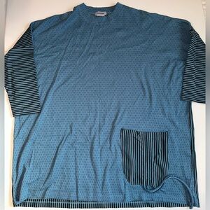 Iridium Blue Tunic Top Size S Pima Cotton Peru Lagenlook Cinched Pocket